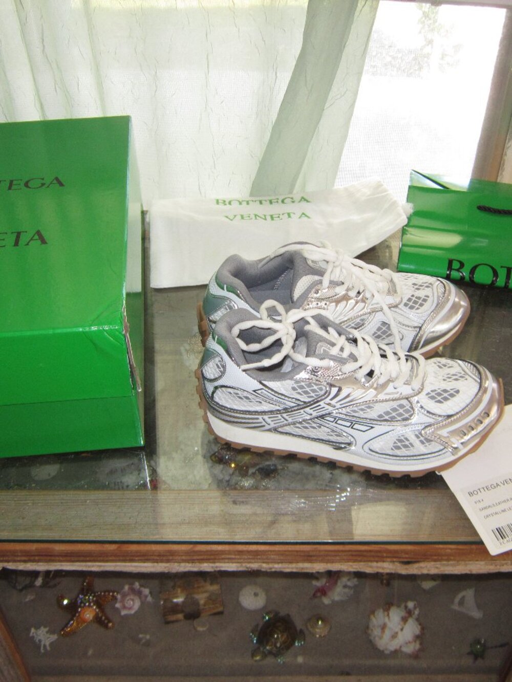 Bottega Veneta SILVER Orbit Sneakers Size 36 US 6 w/Box &Bag Excellent Worn Once